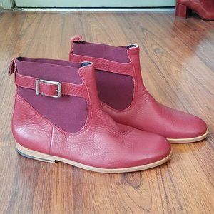 Opening Ceremony Red Leather Ankle Boots, Size 10